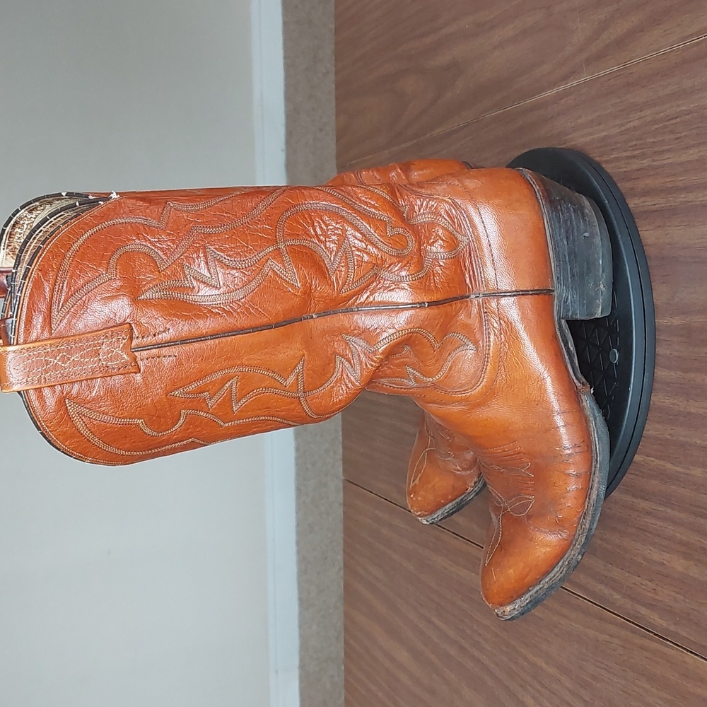 Dan Post 9.5d Vintage Solid Brown Leather Western… - image 4